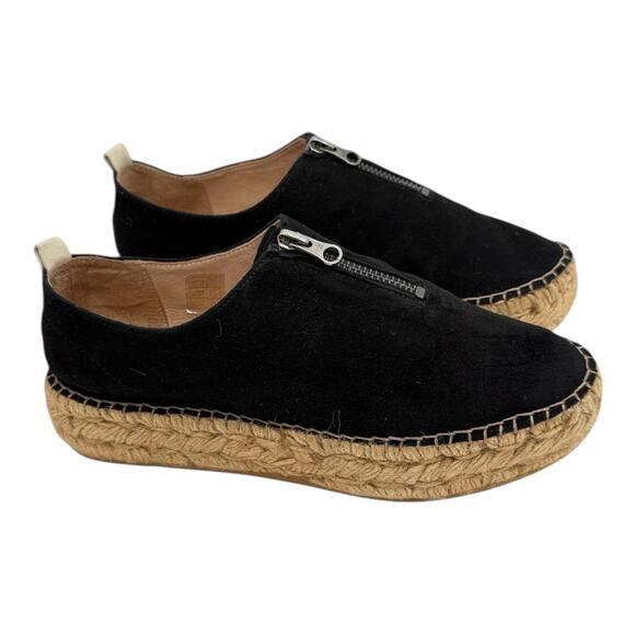 Eric Michaels Serena Espadrille Shoes Black Nubuck Sz US 5.5/6 EU 36 Leather EUC - Picture 2 of 10